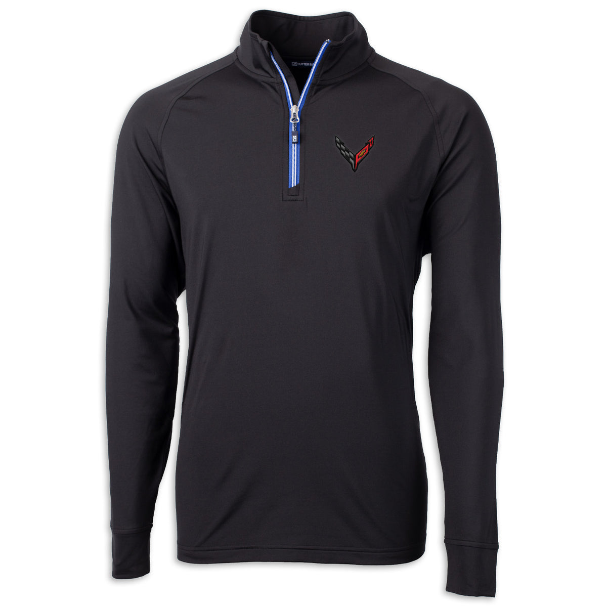 C8 Crossed Flags Quarter-Zip - Black/Tour Blue