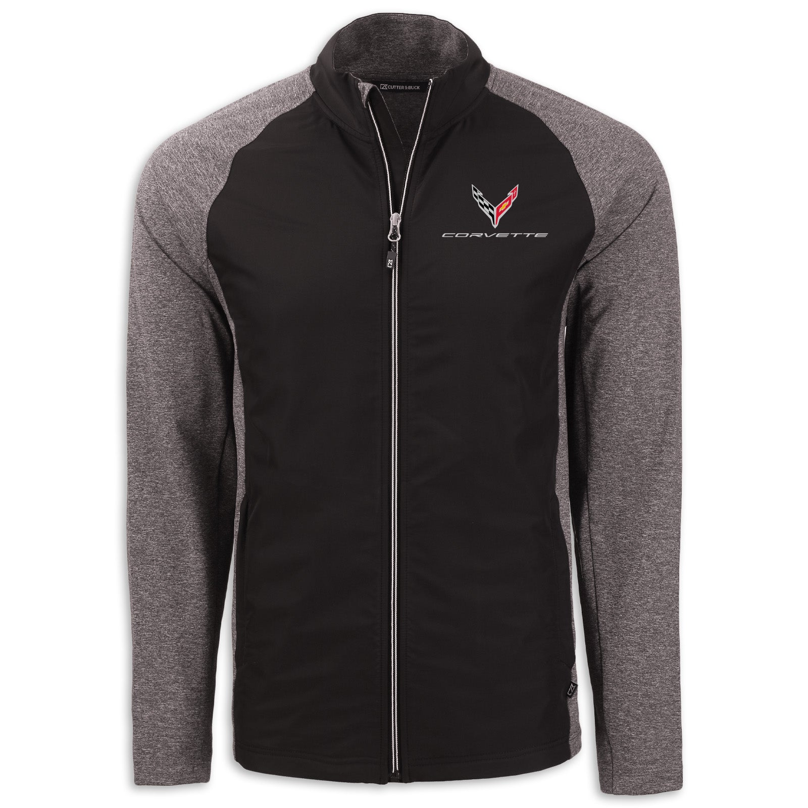 C8 Cutter & Buck Eco Jacket - Black Heather/Black - Front