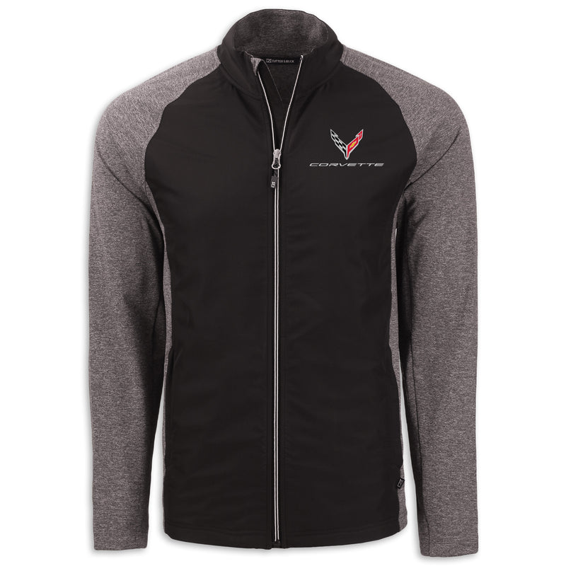 C8 Cutter & Buck Eco Jacket - Black Heather/Black - Front