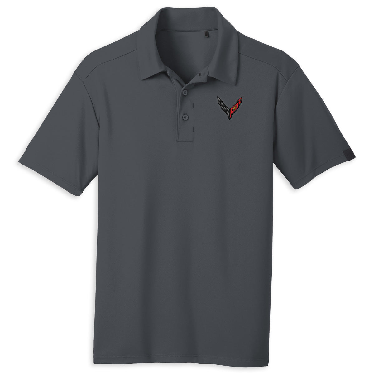 Pique Performance Polo | Diesel Gray | C8 Corvette Flags