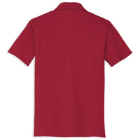 Back of Pique Performance Polo | Signal Red with C8 Corvette Flags