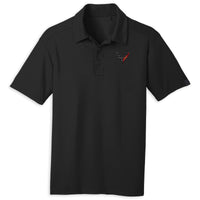 Pique Performance Polo | Black with C8 Corvette Flags Logo