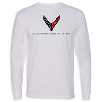 C8 Corvette USA Made | Crossed Flags White Tee