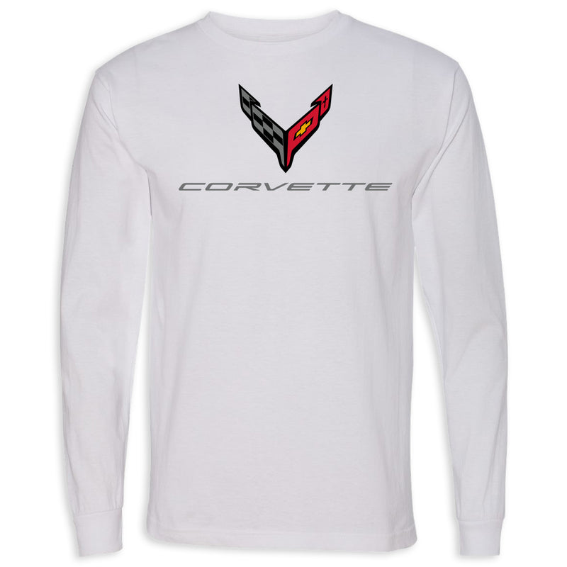 C8 Corvette USA Made | Crossed Flags White Tee