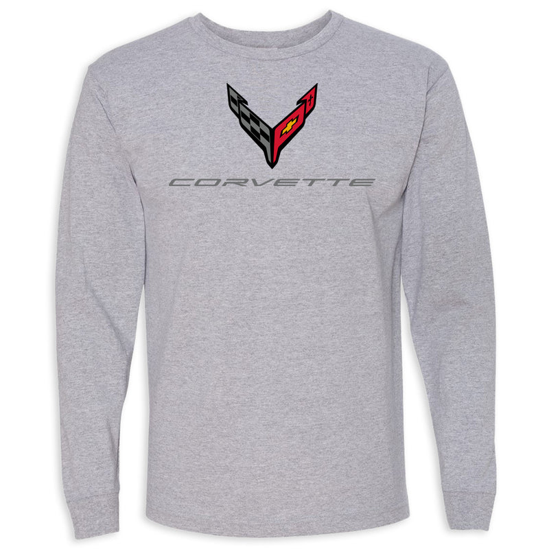 C8 Corvette USA Made | Crossed Flags Dark Ash Tee