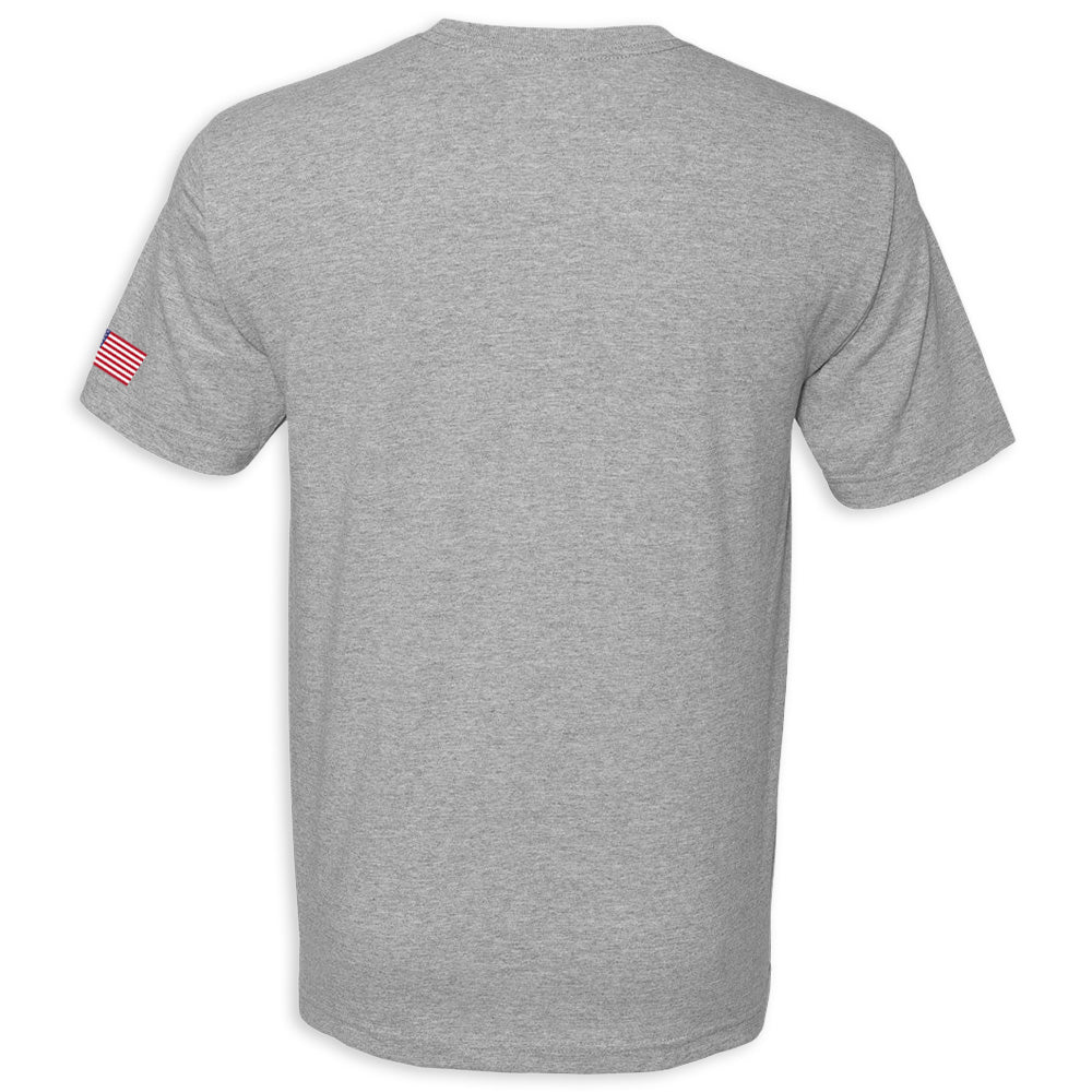 Back of C8 Corvette USA Made | Crossed Flags Dark Ash Tee