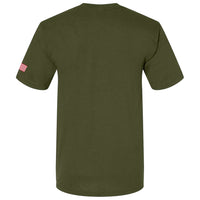 C8 Corvette USA Made | Crossed Flags Olive Tee - Back