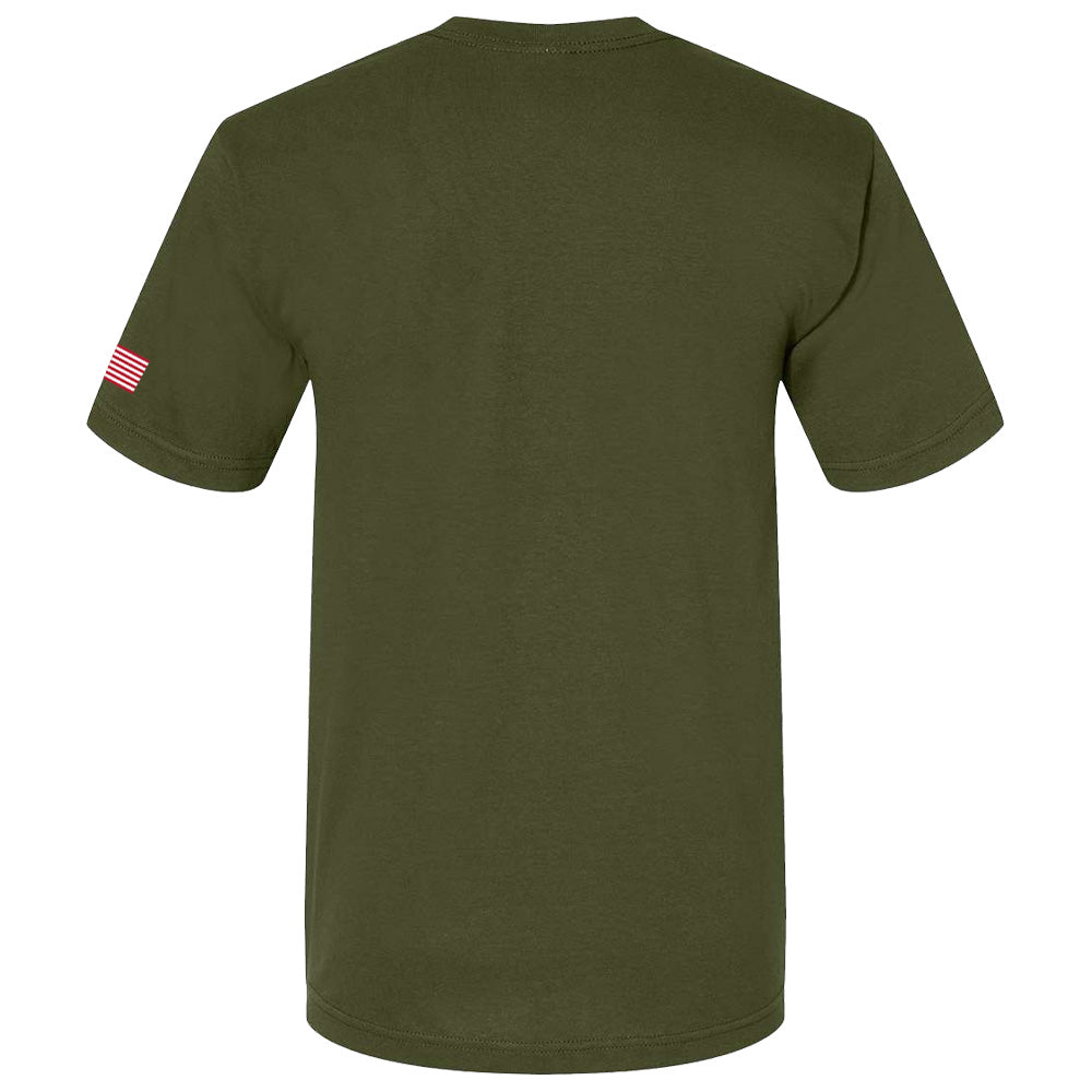 C8 Corvette USA Made | Crossed Flags Olive Tee - Back