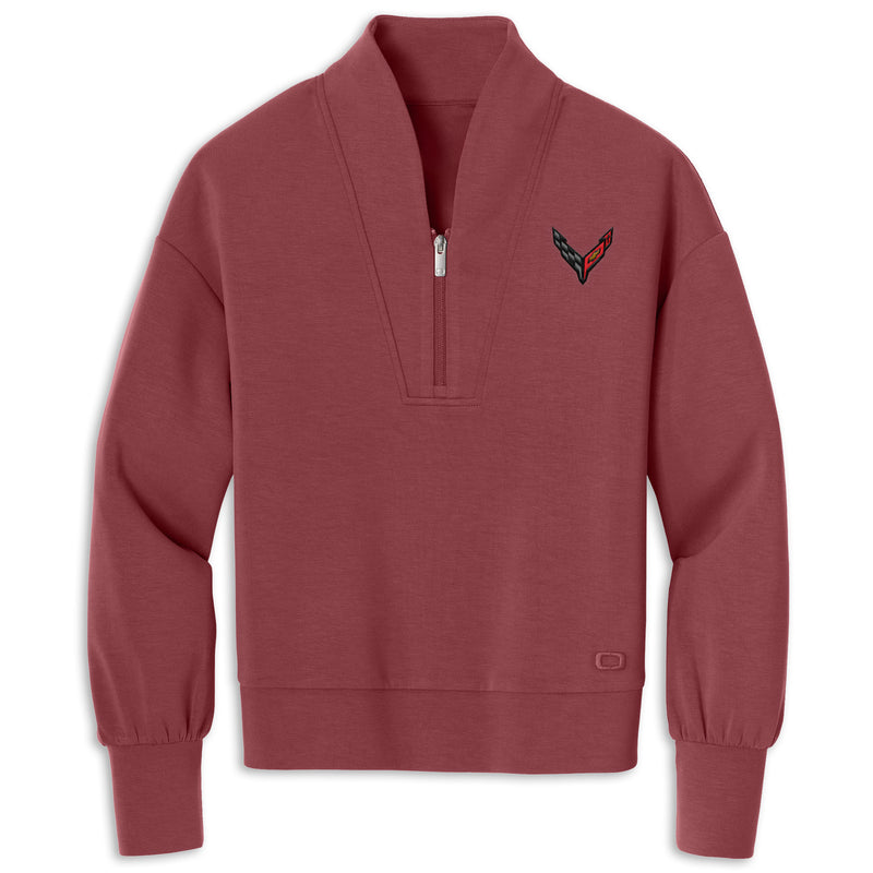 Corvette Ladies Quarter-Zip | Soft Ruby