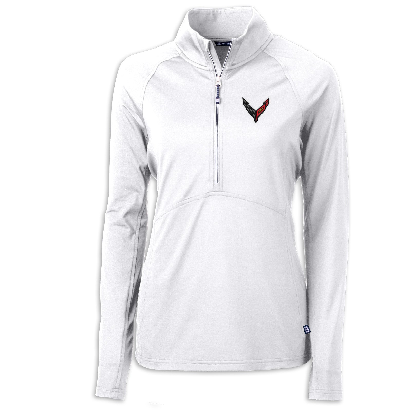 C8 Crossed Flags Half-Zip - White