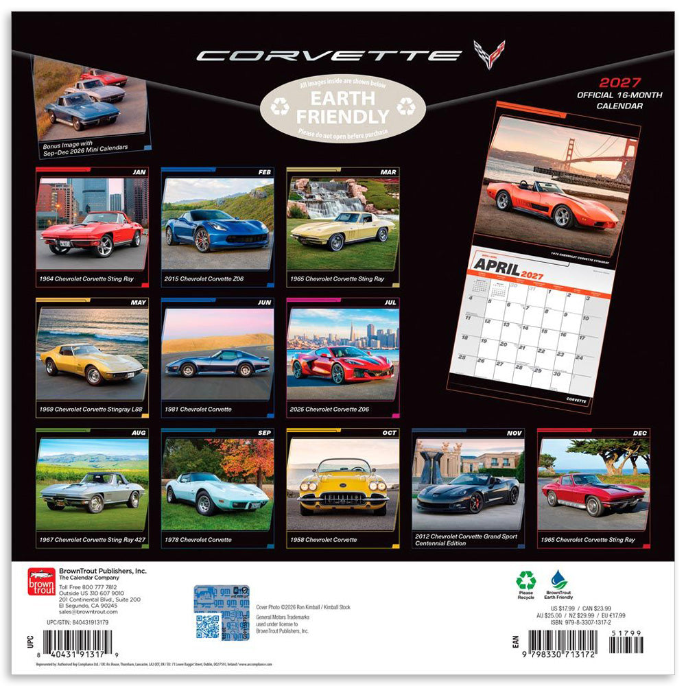 2027 Corvette 16-Month Calendar