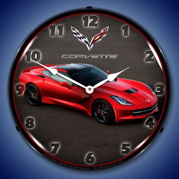 LED On - C7 Corvette in Red  Front View