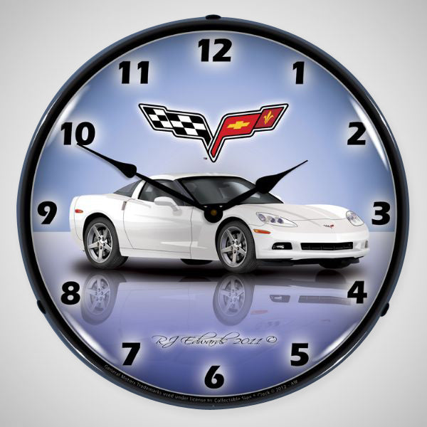 Corvette C6 Profile | 14" LED Backlit Clock | Arctic White