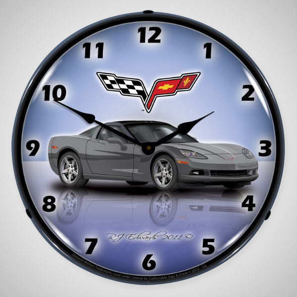 Corvette C6 Profile | 14" LED Backlit Clock | Cyber Gray