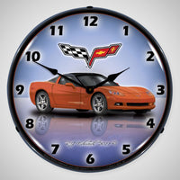 Corvette C6 Profile | 14" LED Backlit Clock | Inferno Orange