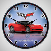 Corvette C6 Profile | 14" LED Backlit Clock | Torch Red