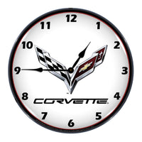 Corvette C7 | 14" LED Backlit Clock - Front
