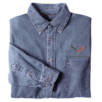 Corvette C7 Denim Shirt | Light Denim - Folded