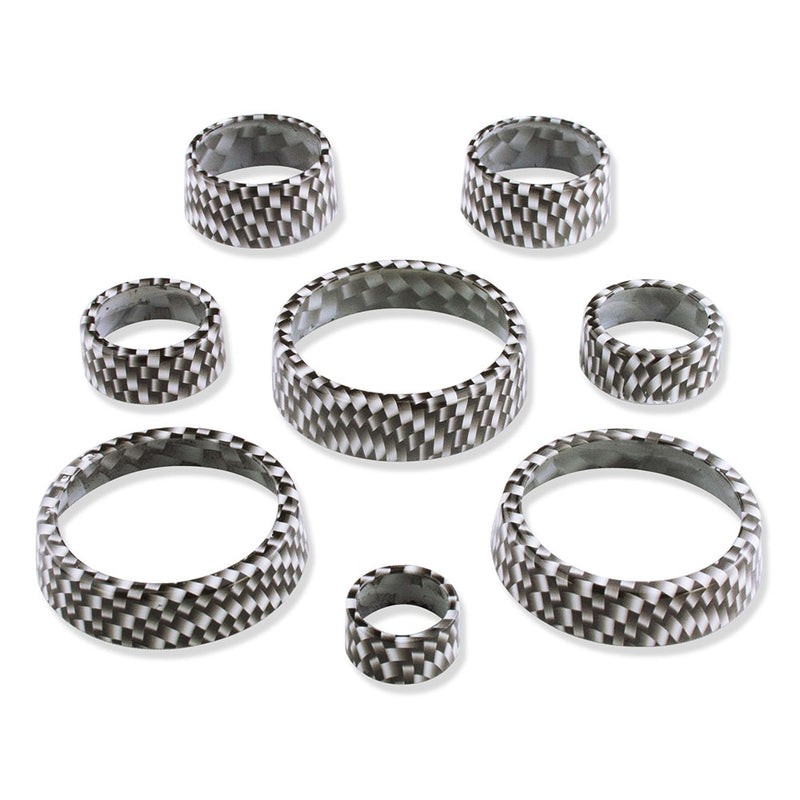 C7 Carbon Fiber Pattern Interior Knob Cover Kit - Arctic White