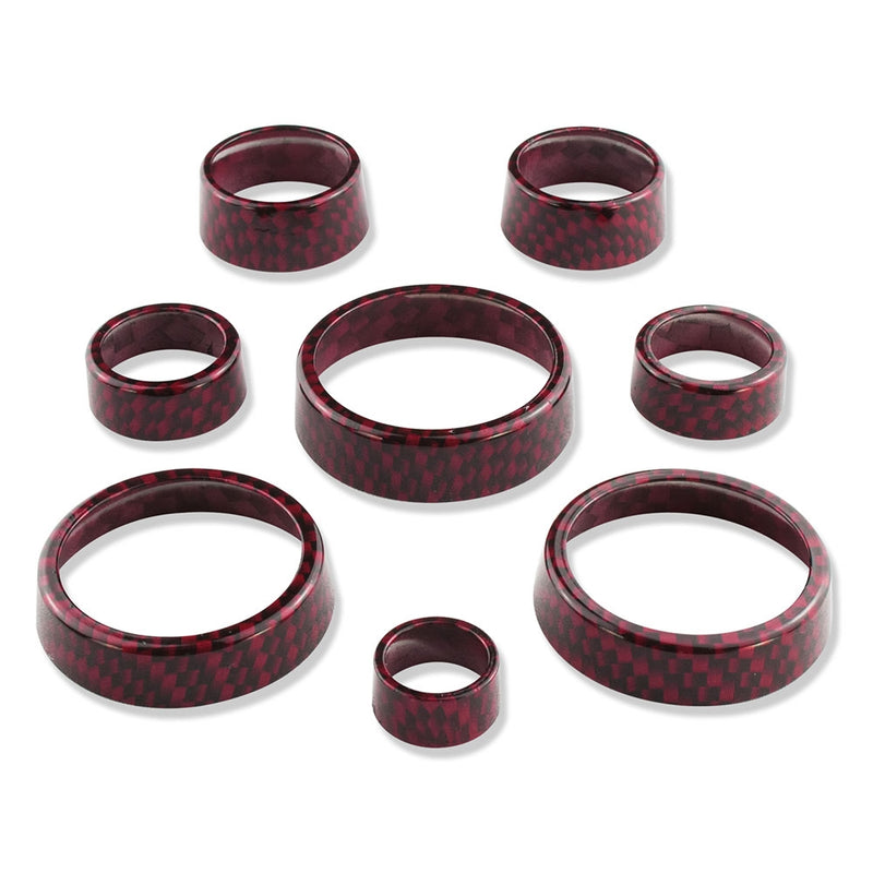 C7 Carbon Fiber Pattern Interior Knob Cover Kit - Long Beach Red
