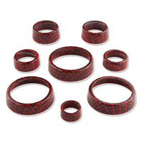C7 Carbon Fiber Pattern Interior Knob Cover Kit - Torch Red