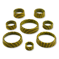 C7 Carbon Fiber Pattern Interior Knob Cover Kit - Velocity Yellow