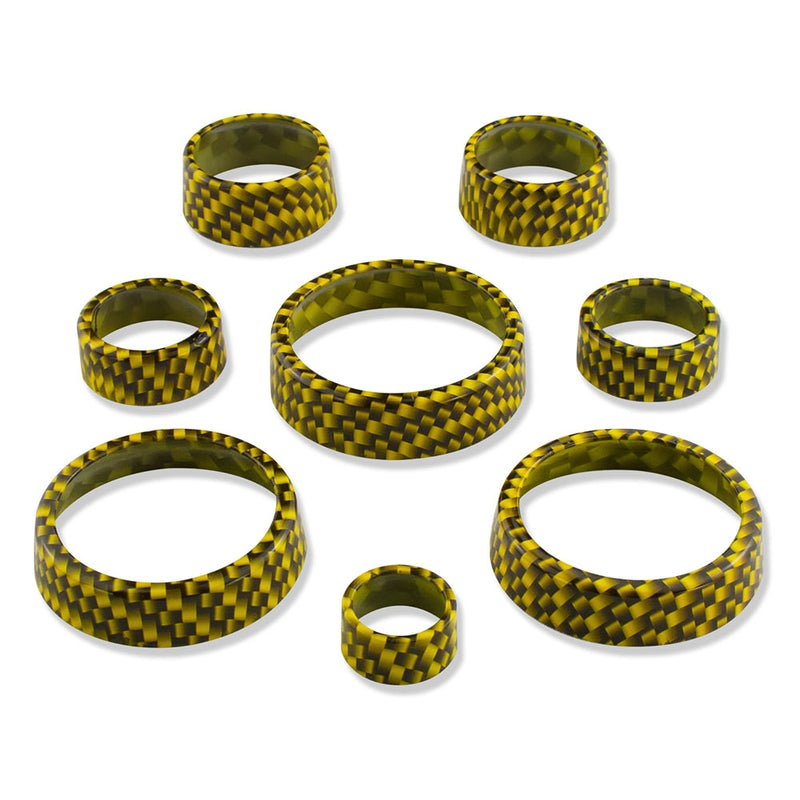 C7 Carbon Fiber Pattern Interior Knob Cover Kit - Velocity Yellow