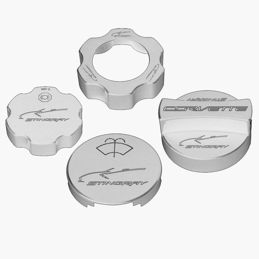 C7 Under Hood Cap Cover Kit - Stingray Gesture & Signature - Arctic White