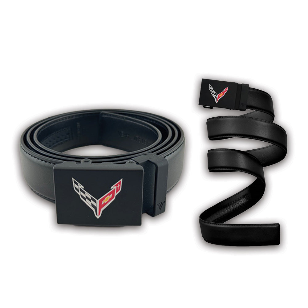 C8 Crossed Flags | Adjustable Belt – CorvetteCollection.com